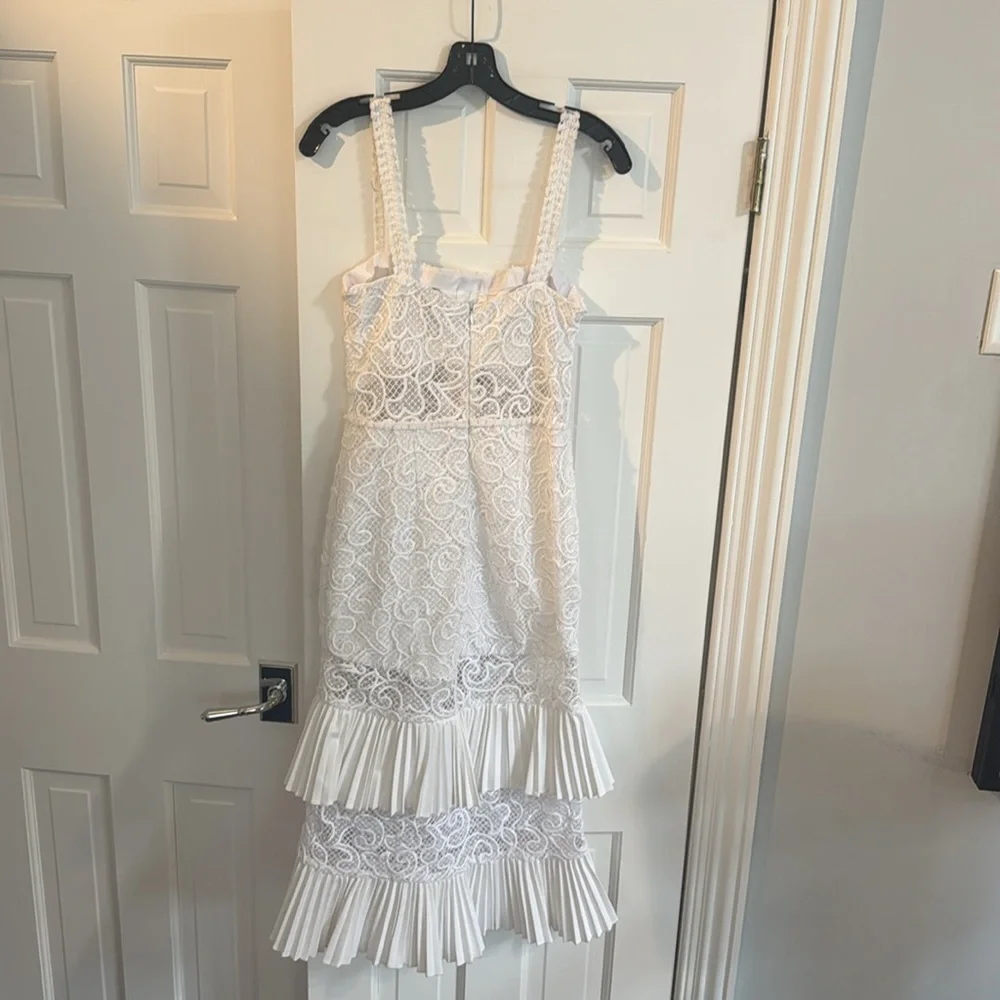 Alexis Lyssa White Pleat Midi Crochet Dress - Picture 6 of 6